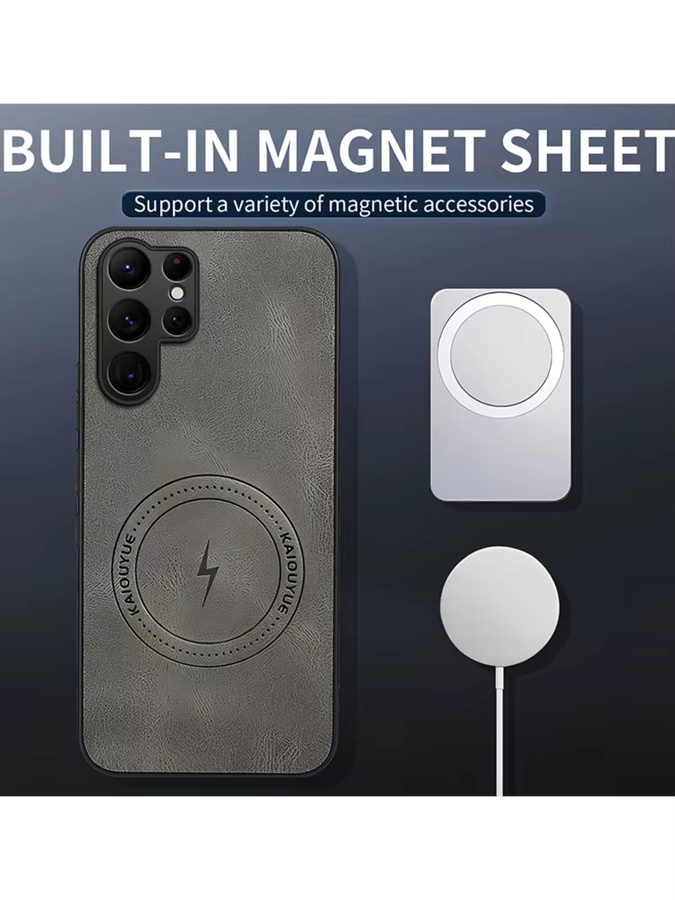 Luxuriöse Leder-Handyhülle für Samsung Android Smartphones in Blau mit magnetischer Funktion und Unterstützung für kabelloses Laden - Bild 3