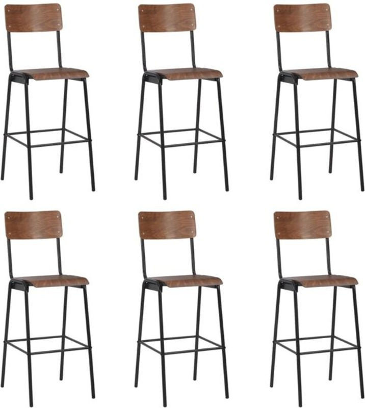 6er Set Barhocker Vidaxl im Industrial Design aus Holz und Stahl in Schwarz oder Braun - Bild 1