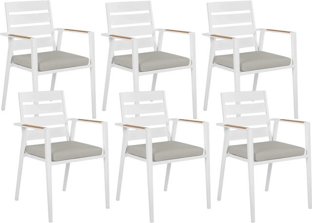 Beliani Gartenstuhl modern in Weiss und Grau mit Polsterung und Armlehnen, B/T/H: 58 x 54 x 86 cm - Bild 1