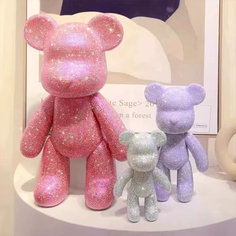 Glitzernde Bär Figur in Pink als DIY Schmuck Applikation und Dekoration für Kreuzstich und Schreibtisch Zubehör - Bild 2