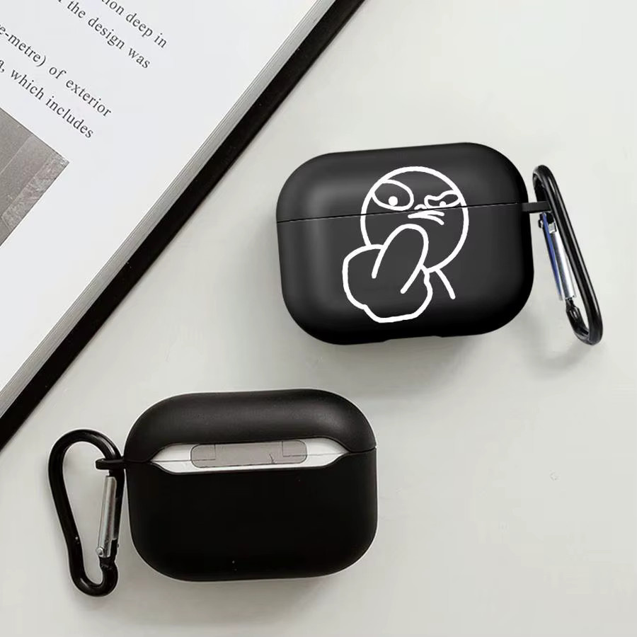 Schutzhülle für Apple AirPods Pro (1, 2, 3) und AirPods 4 mit lustigen Stickman-Figuren in Schwarz - Bild 5