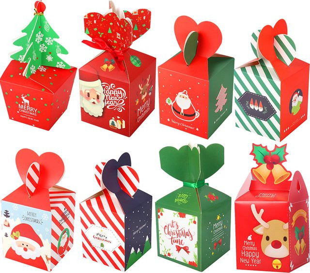WEIGAO Weihnachtliche Geschenkboxen aus Papier für Süßigkeiten und Cookies zur Weihnachts- und Neujahrsdekoration - Bild 1