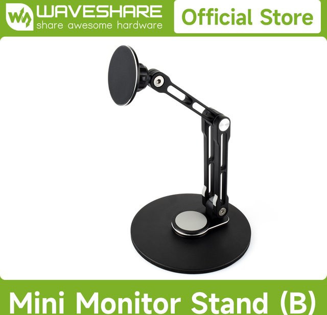 Waveshare Magnetischer N52 Neodym-Magnet für tragbare Monitore, verstellbarer mehrachsiger Monitorständer, Schwarz - Bild 1