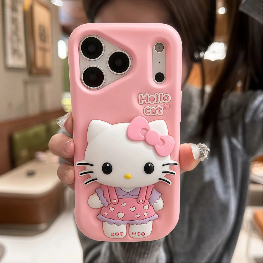 Sanrio Hello Kitty Handyhülle mit 3D Head Grip Tok in Pink für iPhone 11 bis iPhone 17 Pro Max Plus Air - Bild 2