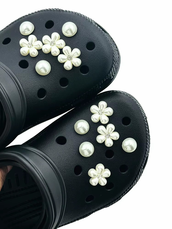 FHLDING Schuh Charm, Perle, Blume, Weiß, Damen - Bild 6