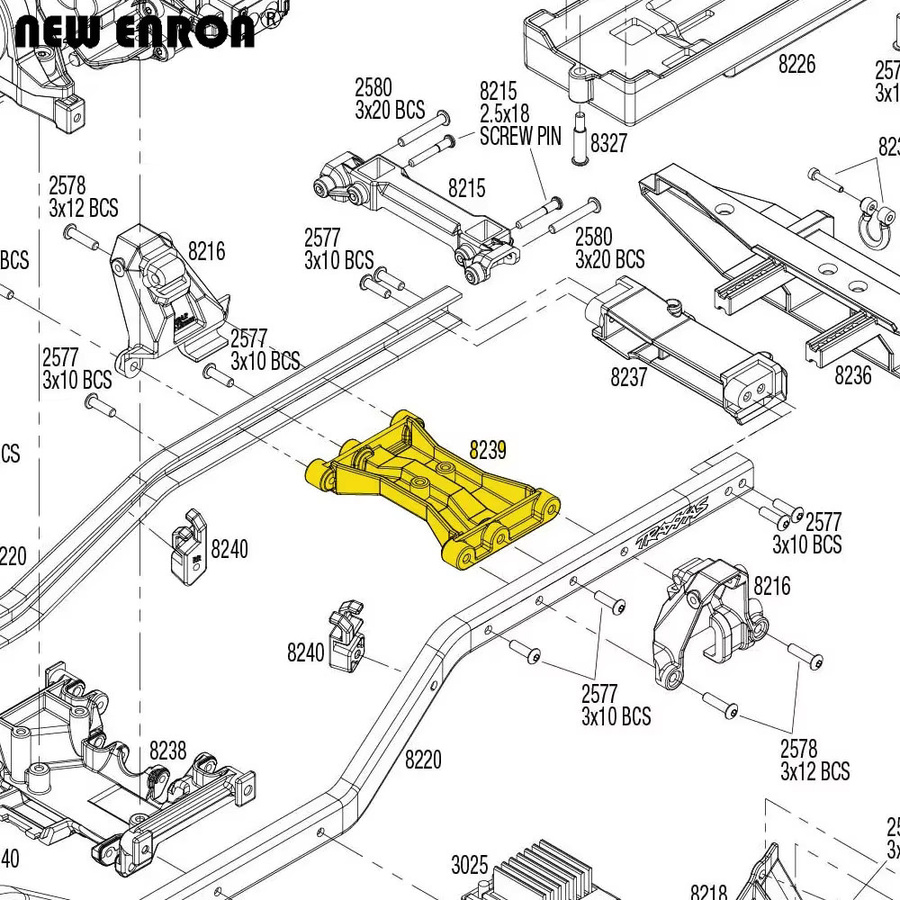 Traxxas Querträgerstrebe für das hintere Chassis, Aluminiumlegierung, Rot - Bild 2