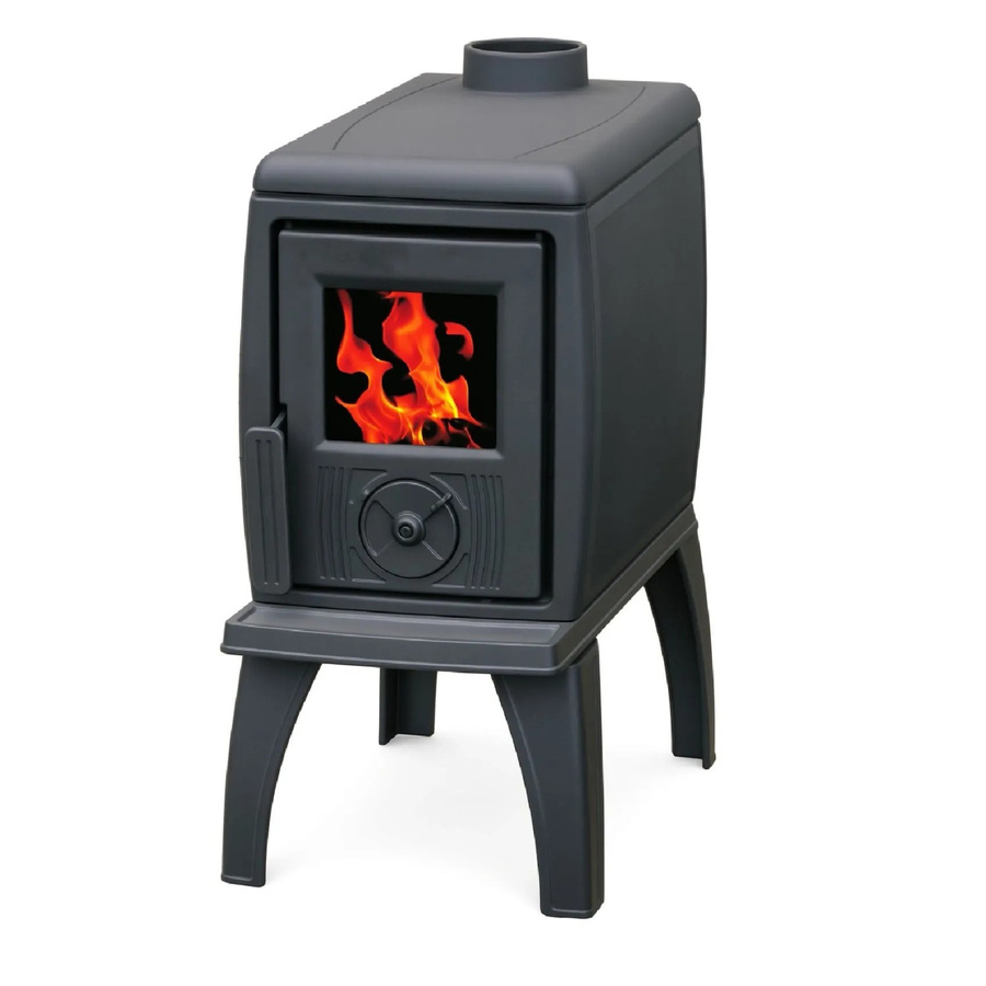 Plamen Gusskaminofen Trenk mit Herdplatte in Schwarz aus Gusseisen mit 8,9 kW Leistung, B/T/H: 75 x 35 x 120 cm - Bild 2