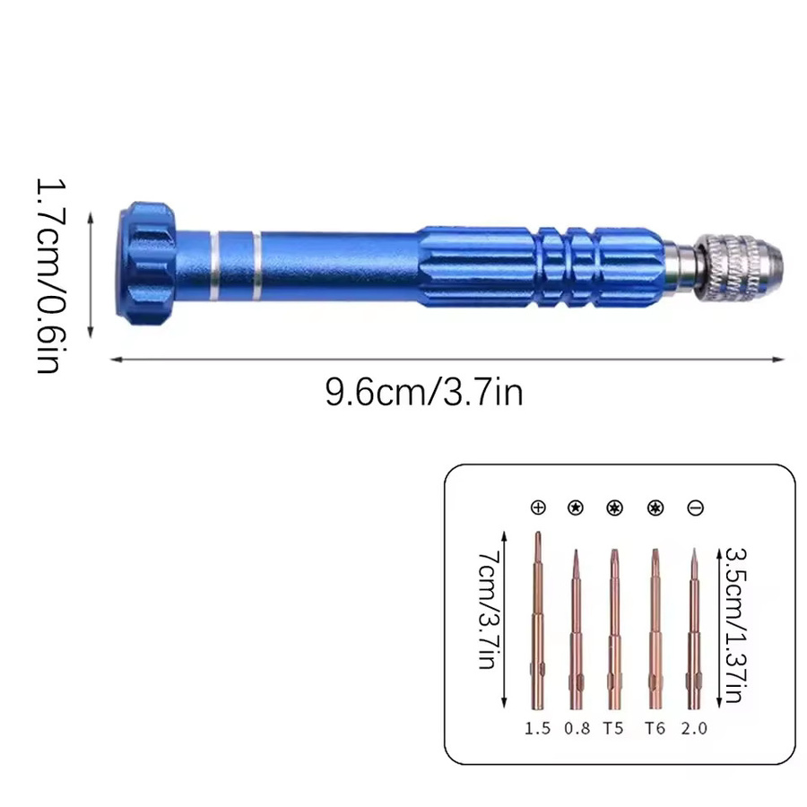 TINUORA 5-in-1 Multi-Schraubendreher-Reparaturset in Blau für die Smartphone-Reparatur von iPhone, Huawei und Xiaomi - Bild 2