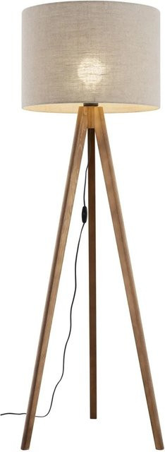 Licht-Erlebnisse Stehlampe im skandinavischen Design aus Holz und Leinen in Beige und Braun, Höhe: 45 cm, E27 - Bild 1