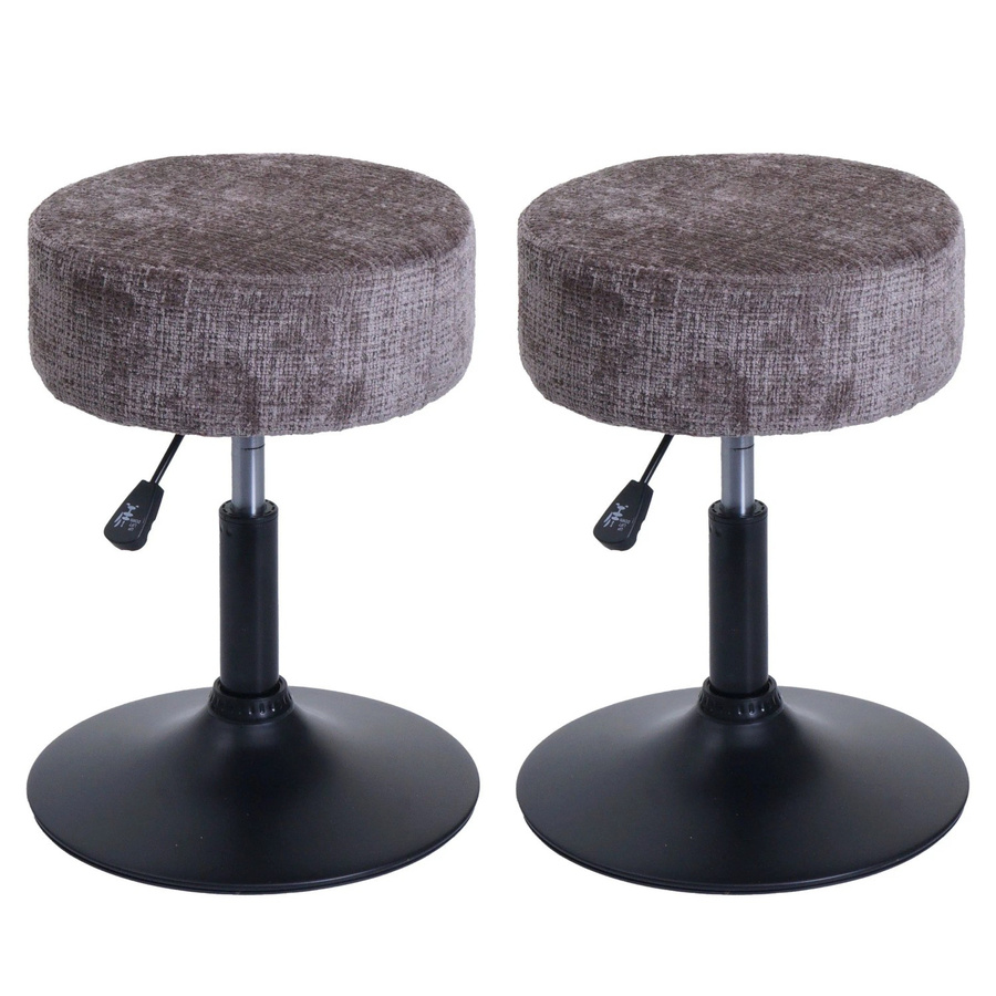 2er-Set MCW Sitzhocker C22 höhenverstellbar und drehbar aus Stoff Chenille in Braun, Durchmesser: 37 cm - Bild 3