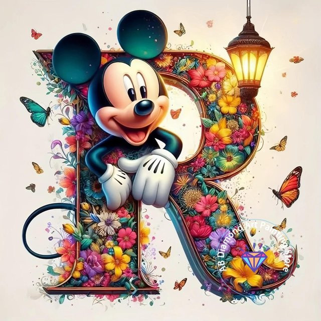 Potdemiel Mickey Maus Minnie Buchstabe Diamantmalerei Set 5D DIY Diamantstickerei Kreuzstickerei Handgemachte Kunst Heimdekoration B/H: 20 x 20 cm, Multicolour - Bild 1
