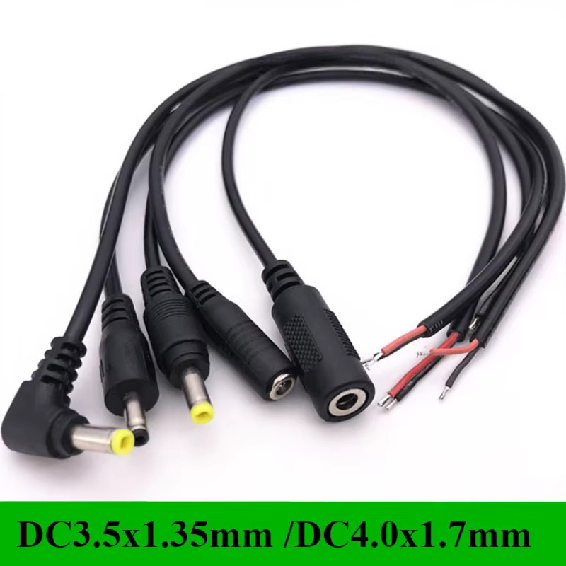 DC Power Verlängerungskabel Set mit männlichen und weiblichen Steckern 3,5 x 1,35 mm und 4,0 x 1,7 mm, Schwarz, Länge: 30 cm - Bild 1