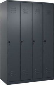 C+P Spind Classic PLUS Garderobenschrank mit 4 Abteilen, Anthrazit, H x B x T: 185 x 120 x 50 cm - Bild 1