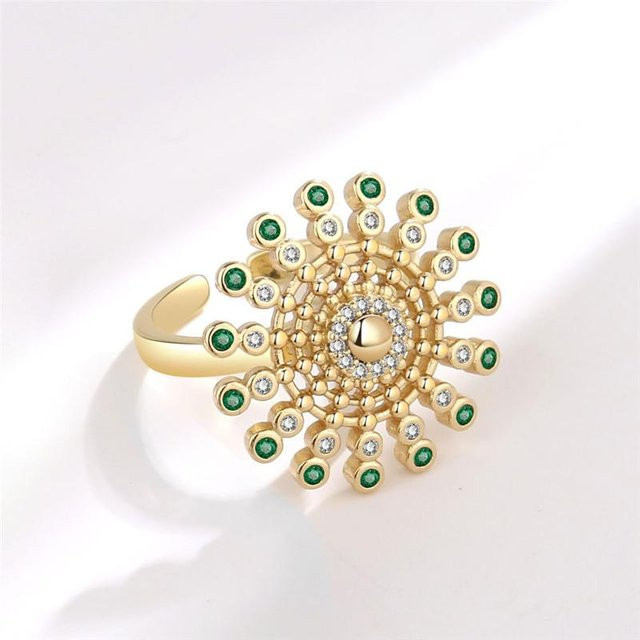 Ring Damen, Messing, Gold, Kristall, Blume Libelle Biene Stern Mond - Bild 1