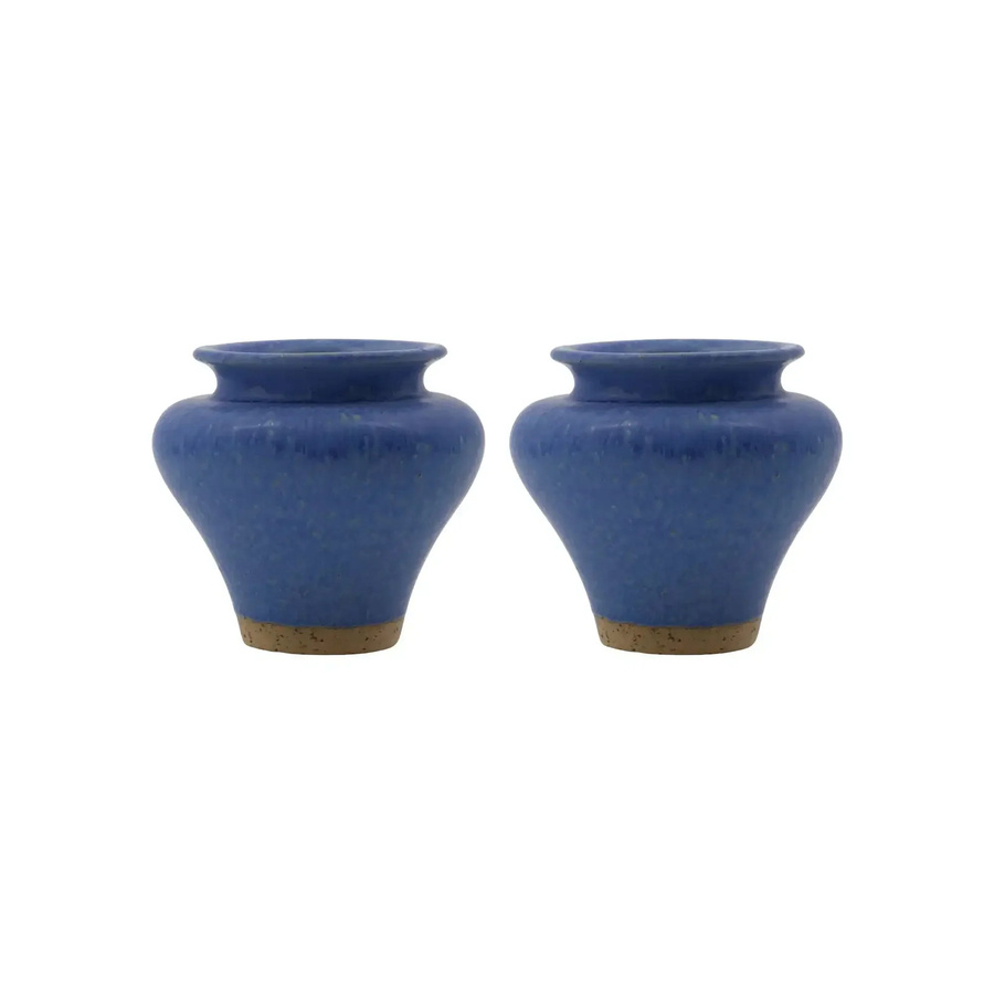 House Doctor Kolo Vase blau aus Keramik, 2er Set, organisch, Höhe: 9,5 cm, Breite: 9,5 cm, Tiefe: 8,5 cm - Bild 1
