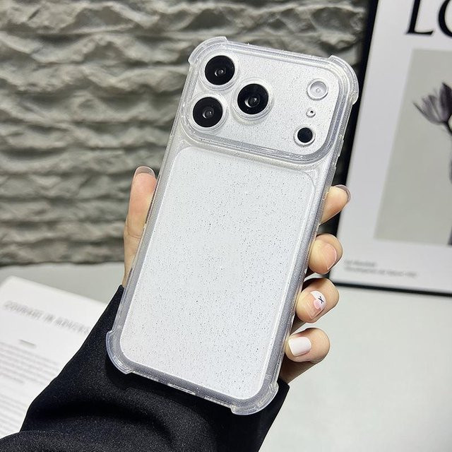 Ahowie Stoßfeste Klare Glitzer Handyhülle für iPhone 16E, Transparent - Bild 1