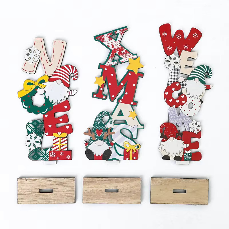 CYZIWEIN Weihnachts Gnome aus Holz als Tischdekoration mit Willkommen-Schriftzug, Multicolor - Bild 3
