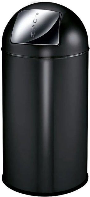PROREGAL Abfallbehälter mit Pushdeckel und Inneneimer aus Metall, Schwarz, H x B x T: 74 x 34 x 34 cm - Bild 1