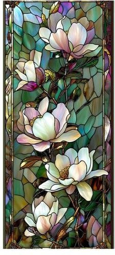 VividHive Fenster-Sichtschutzfolie Floral Buntglas Design, Statische Glasaufkleber mit UV-Schutz und Hitzeregulierung, Mehrfarbig und Transparent - Bild 1