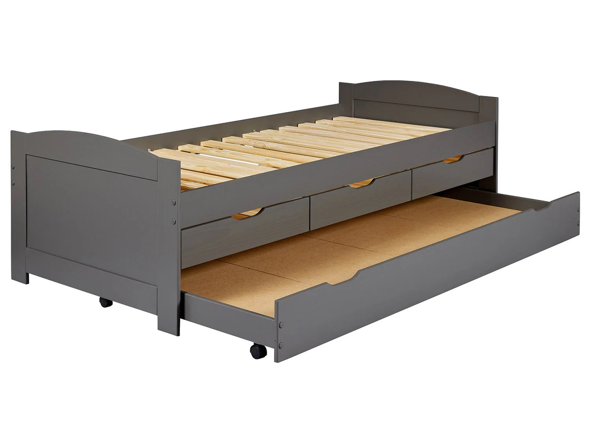 INTER LINK Funktionsbett Marinella/Ulli/Lena aus Kiefer Massivholz in Grau mit Schubladen, B/T/H: 90 x 200 x 100 cm - Bild 3
