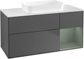 V&B Waschtischunterschrank Finion mit Wandbeleuchtung, Anthrazit lackiert, B: 120 cm, T: 60 cm, H: 60 cm - Bild 1