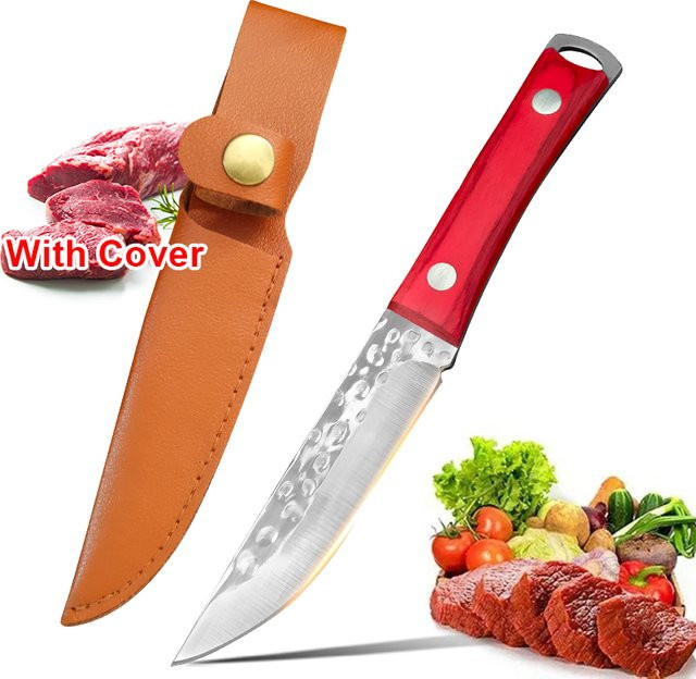 GuanQi Handgeschmiedetes Ausbeinmesser mit Scheide in Rot - Bild 1