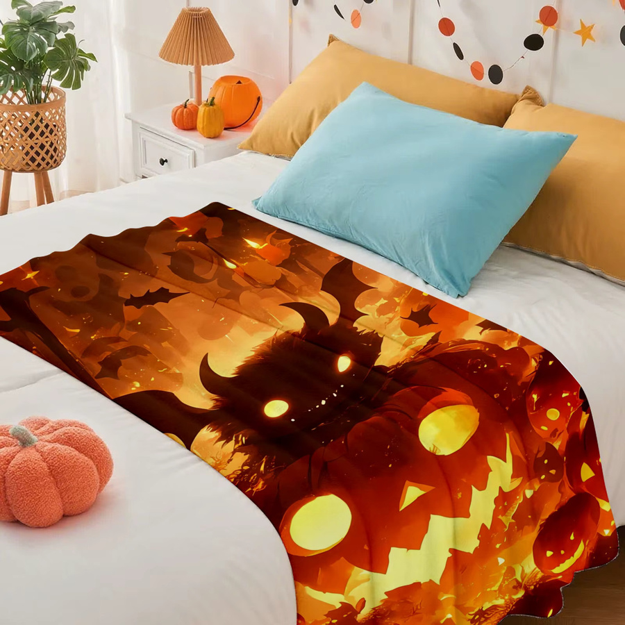 SRH Fleecedecke mit individuellem Halloween-Foto-Druck in Orange - Bild 3