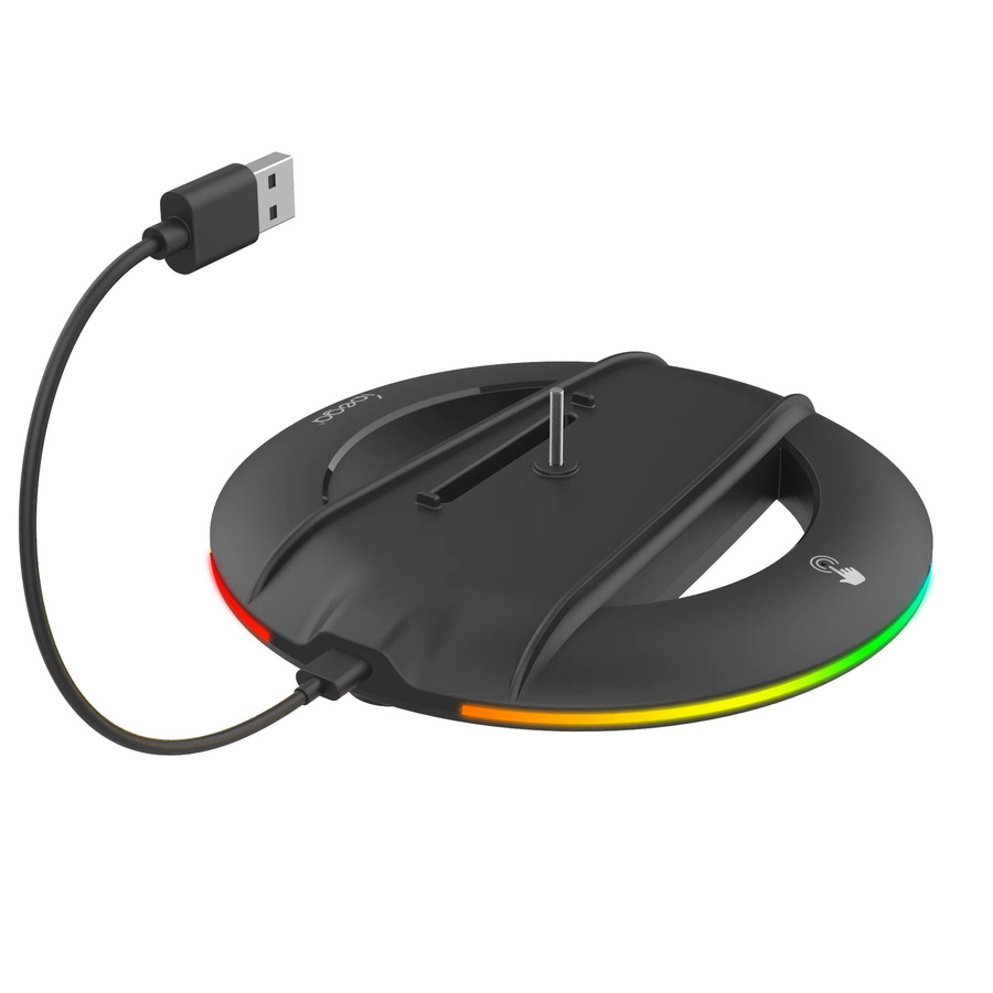 IPEGA Vertikaler RGB Basisständer PG-P5S025 für PS5 Slim Konsole Disc und Digital, Schwarz/Multicolor mit 14 Lichtmodi - Bild 2