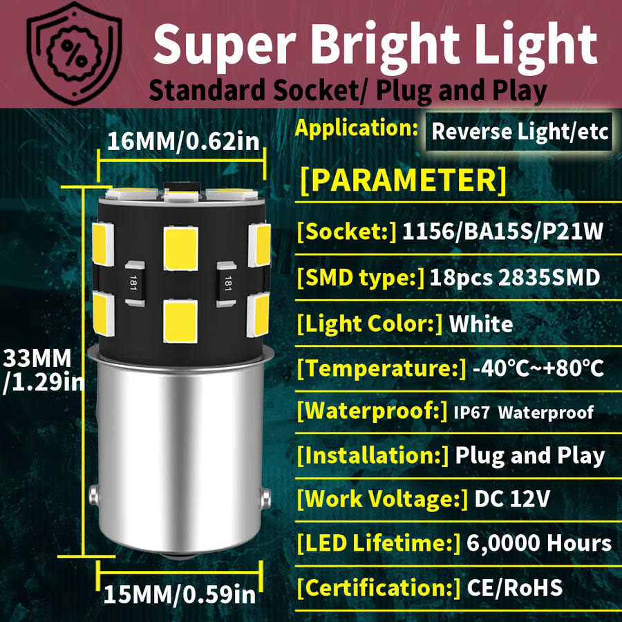 Neallor 2er Set P21W LED Rückfahrlicht mit Canbus für Seat Ibiza, Leon, Arona, Altea und Alhambra (Sockel BA15S) - Bild 2