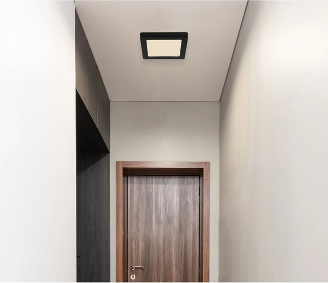 Globo LED-Deckenleuchte Lasse 1-flammig Schwarz Matt B/T/H: 16,7 x 16,7 x 1,7 cm - Bild 1