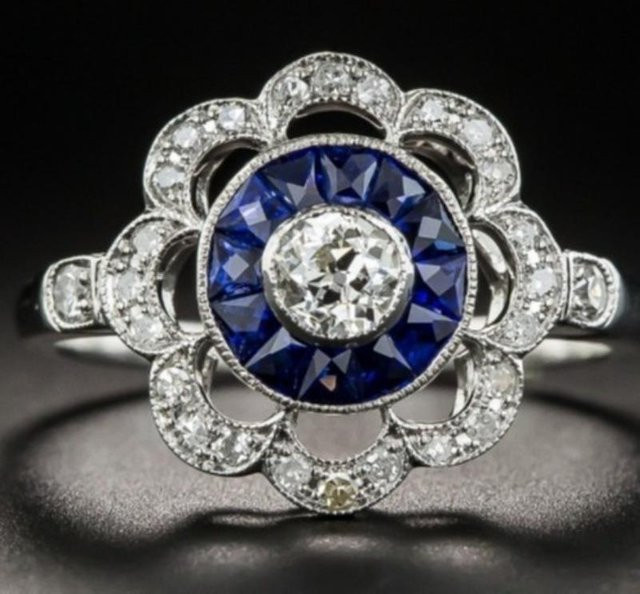 YIRAN Jewelry Ring, Zirkonia, Saphir, Silber, Mädchenring - Bild 1