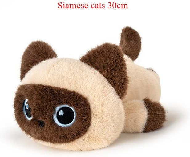 Yiran Health & Beauty Siamkatze Plüschtier, Schwarze Katze, Stoffpuppe - Bild 1