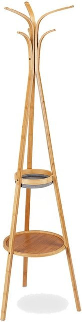 Relaxdays Garderobenständer aus Bambus in Natur, freistehend, H: 178 cm, B: 50 cm, T: 50 cm - Bild 1