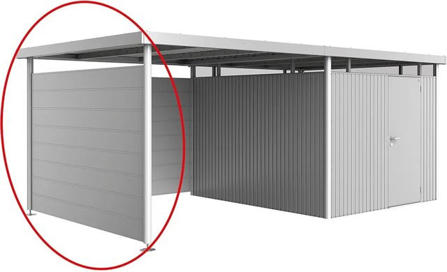 Biohort Seitenwand für Seitendach bei Gerätehaus HighLine, Breite: 157 cm, Tiefe: 181 cm, Höhe: 250 cm, Quarzgrau-Metallic - Bild 1