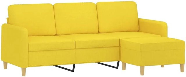 vidaXL 3-Sitzer-Sofa mit Hocker Hellgelb aus Stoff und modernem Design - Bild 1