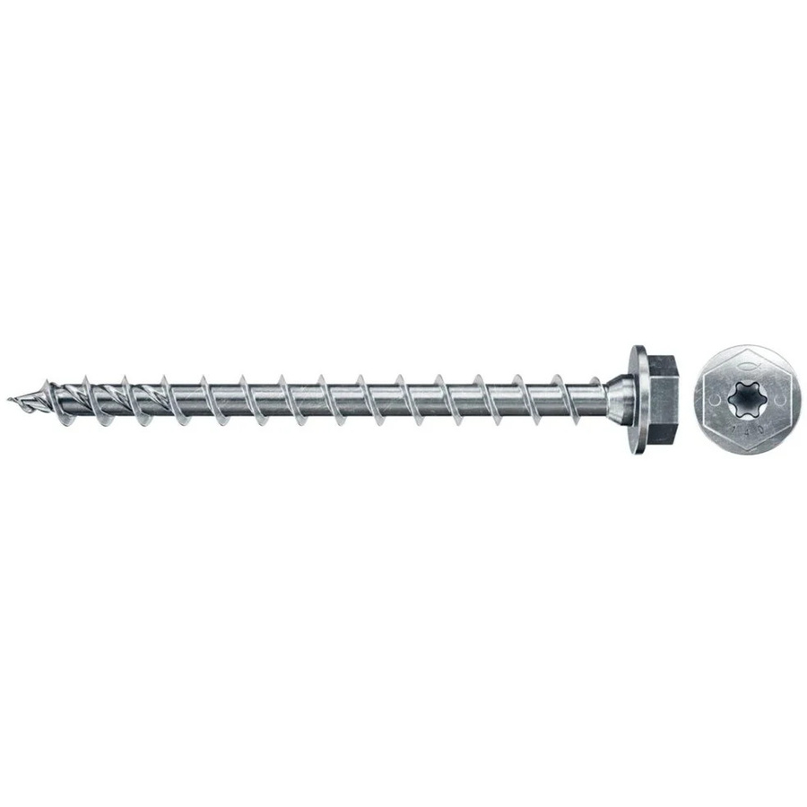 Fischer Holzbauschraube PowerFast II aus verzinktem Stahl, Farbe Silber/Blau, Durchmesser: 10,0 mm, Länge: 100,0 mm, mit 6kant TX Antrieb - Bild 1