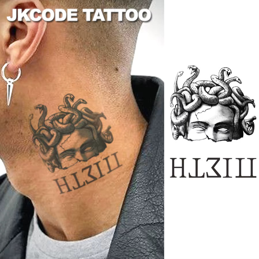 JKCODE TATTOO Kräuter-Tattoo-Aufkleber Medusa, Unisex - Bild 2