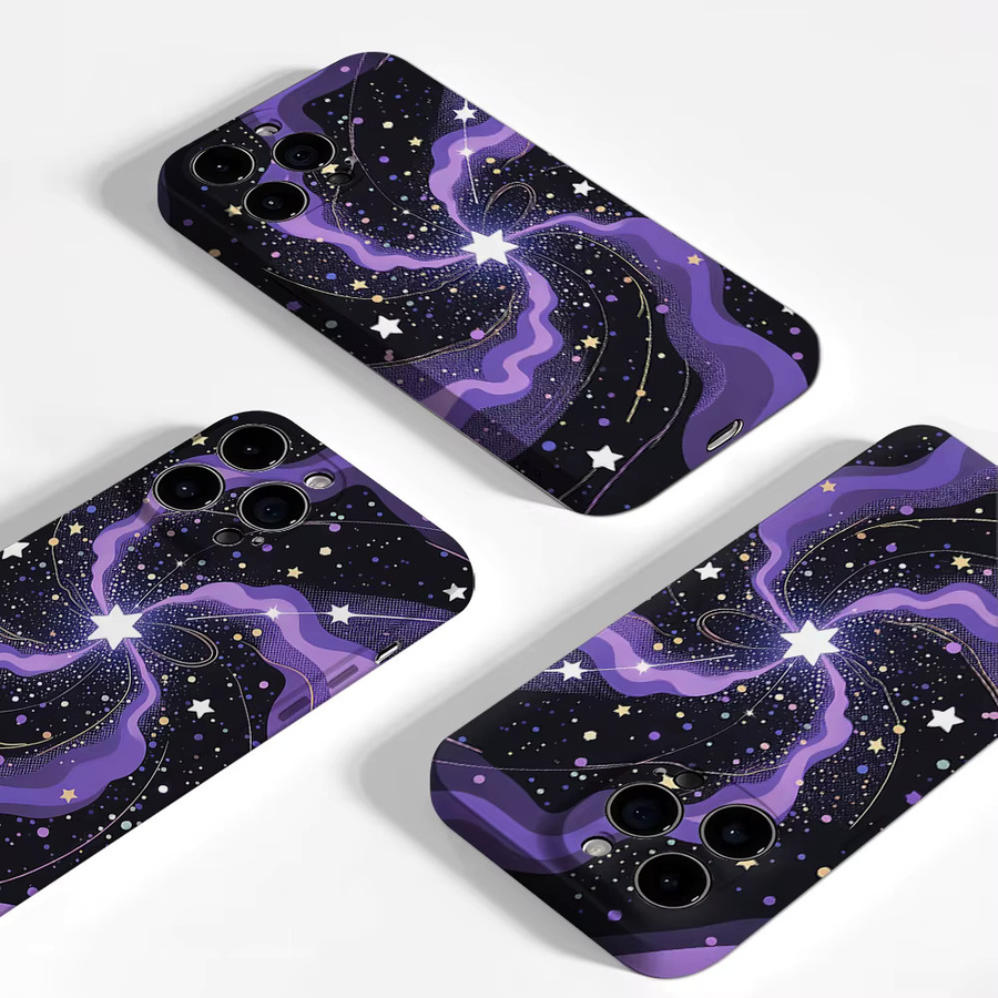Potdemiel Aurea Case Matte Bumper MagSafe Schutzhülle für iPhone 13 bis 17 Pro Max, Stoßfeste PC Hülle, Lila Stern Vortex - Bild 4