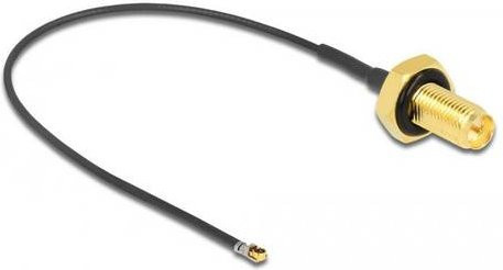 Delock WLAN-Antennen Anschlusskabel mit RPSMA-Buchse und IPEX-Stecker, Schwarz, 0,1 m - Bild 1