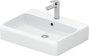 Duravit Aufsatzwaschtisch Qatego in Weiß, rechteckig, mit Überlauf und Hahnloch, B: 60 cm, T: 47 cm - Bild 1