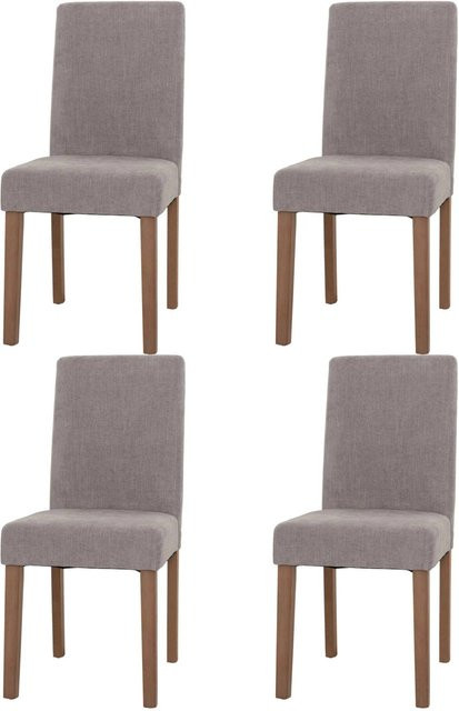 CHEFGASTRO Esszimmerstuhl 4er-Set in Hellgrau mit Chenille-Stoff und Naturfarbenen Holzbeinen, B/T/H: 90 x 42 x 50 cm, Sitzhöhe: 47 cm - Bild 1