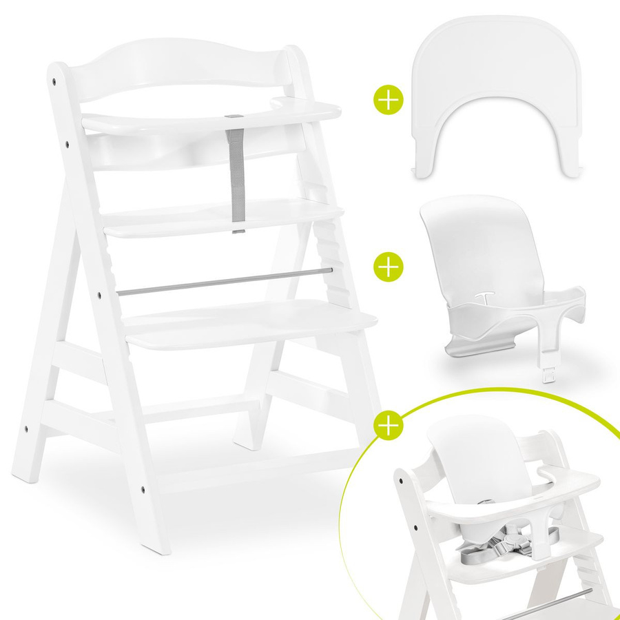 Hauck Alpha Plus Sparset 3-teilig Hochstuhl mit Baby Seat und Essbrett in White - Bild 1
