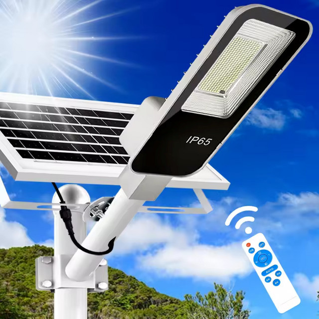 YQCHEZI Solar-LED-Straßenleuchte in Schwarz, moderne wasserdichte IP65 Solar-Wandleuchte für Garten und Garage mit Dämmerungssensor - Bild 1