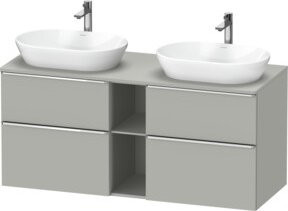 Duravit Waschtischunterschrank D-Neo Wandmontage in Grau Beton Matt mit Schubladen und offenen Regalfächern B/T/H: 140 x 55 x 66,4 cm - Bild 1