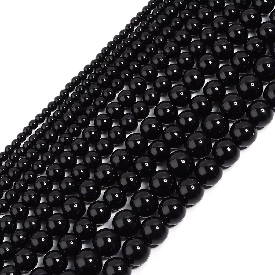 lingsai Glasperlen, schwarz, rund, glatt, Unisex - Bild 6