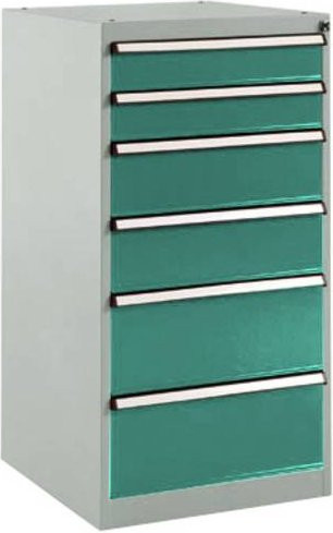 Manuflex BASETEC Stationärer Schubfachschrank SP1142.0001 in Graugrün mit 6 abschließbaren Schubfächern - Bild 1