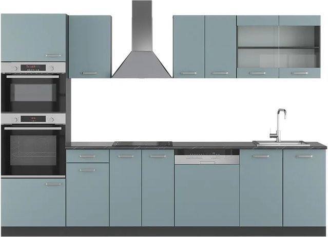 Vicco Küchenzeile R-Line Solid modern in Anthrazit, Blau und Grau mit Breite: 300 cm - Bild 2