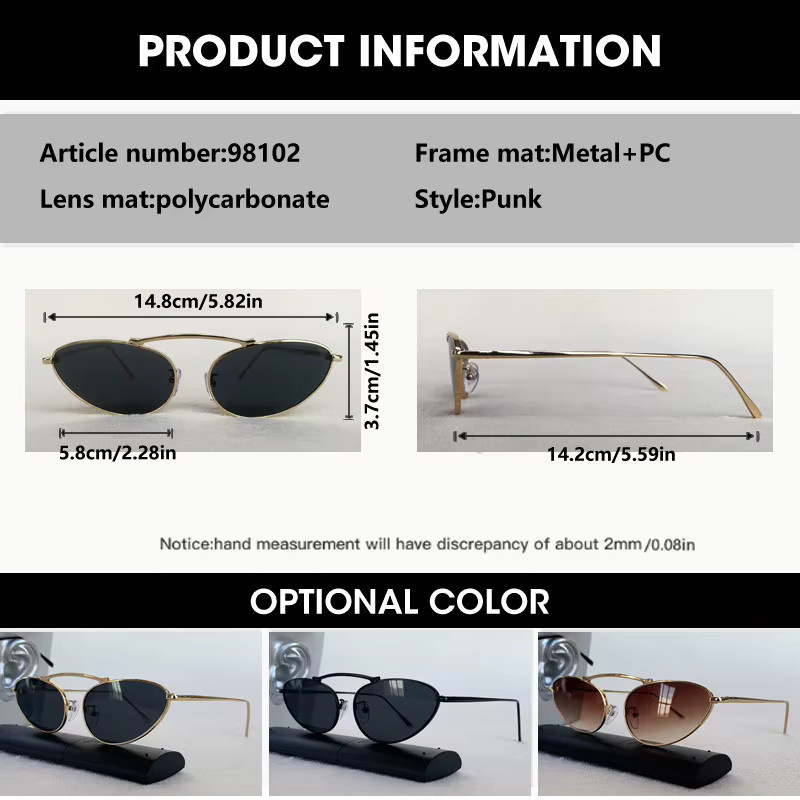 OCYCO Sonnenbrille Cat-Eye, Metall, Gold, Unisex, Vollrand - Bild 2