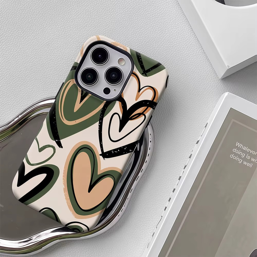Potdemiel Robuste Handyhülle mit Pinselstrich-Herz Design für iPhone 17 16 15 14 13 Pro Max Plus, Mehrfarbig - Bild 5