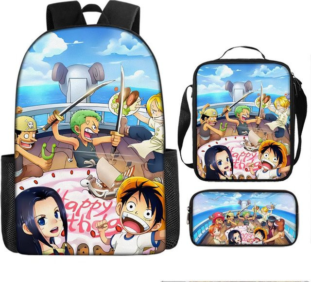 One Piece Schultaschen-Set Luffys Seefahrer-König Design in Multicolour bestehend aus drei Teilen - Bild 1